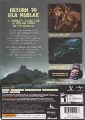 Jurassic Park The Game (USA) box cover back